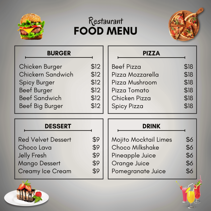 Restaurant Food Menu Special 12